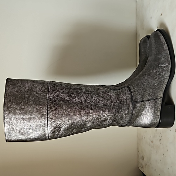 JIL SANDER: silver leather riding boots - Picture 1 of 9